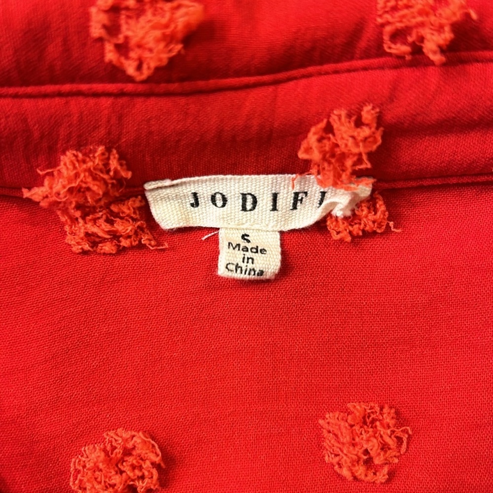 Jodifl Short Sleeve Swiss Dot Loose Fit Top Red Size Small - Picture 9 of 13
